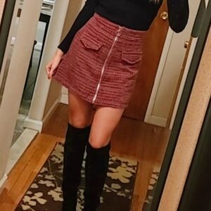 Shein Tweed Mini Skirt in Plum Size Small